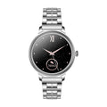 AK38 ladies smart watch with stainless steel Milanese strap and gold finish on wrist.