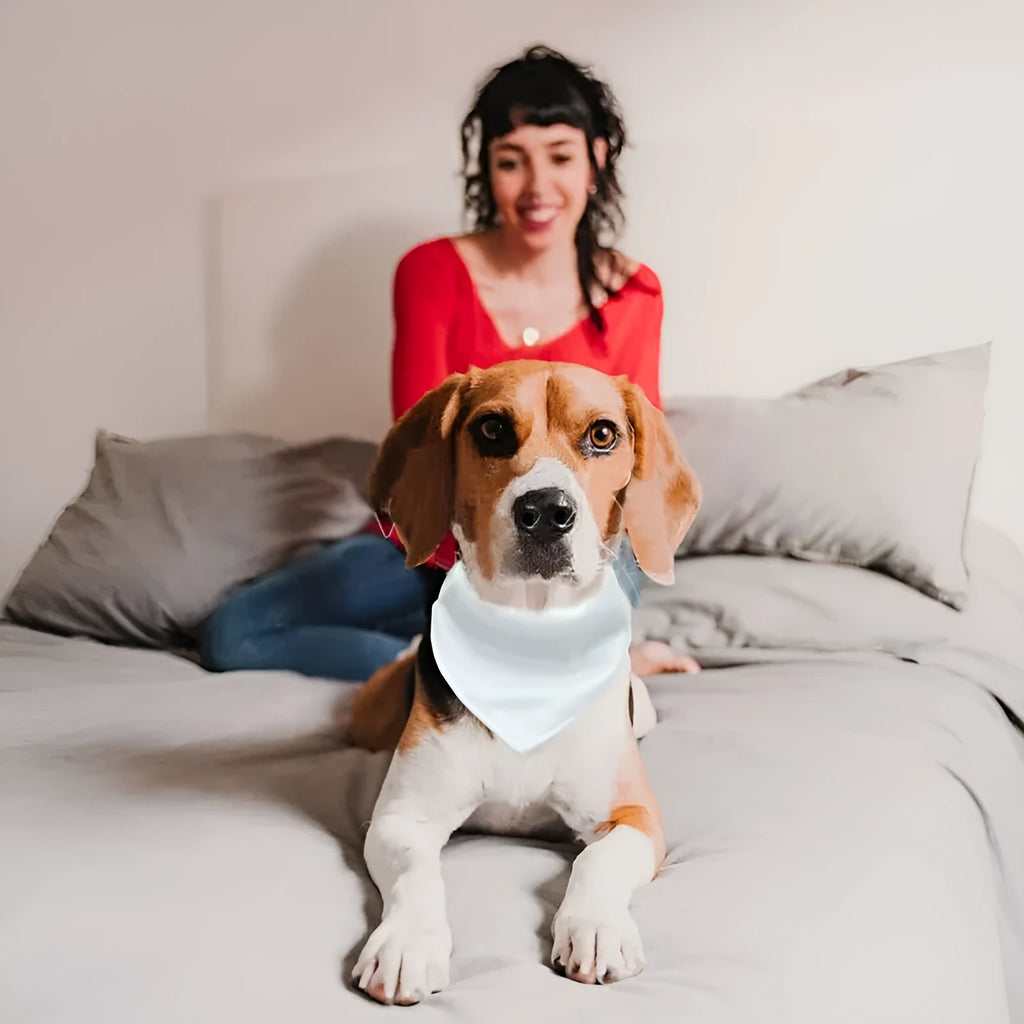 Blank white polyester dog scarf for thermal transfer, size M 19cm x 11.5cm