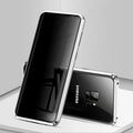 Black anti-peeping magnetic clamshell phone case for Samsung Galaxy phone, showing closed design.