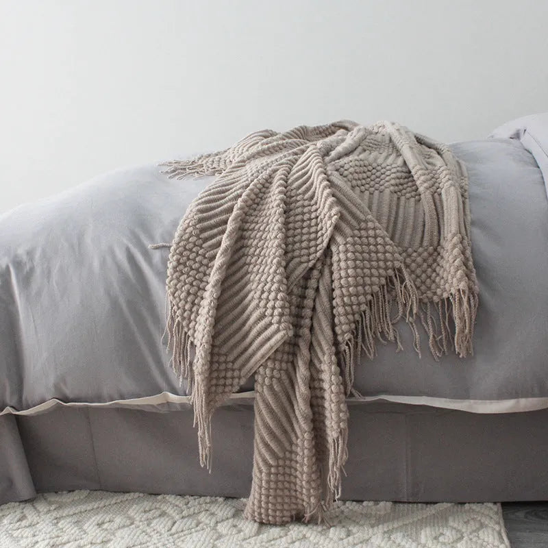 Small polyester nap blanket in dark grey, khaki, or light grey, dimensions 127cm by 170cm