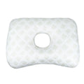 Single hole ear pillow for beauty salon use, shown in a plaid grey colour with detachable cover.