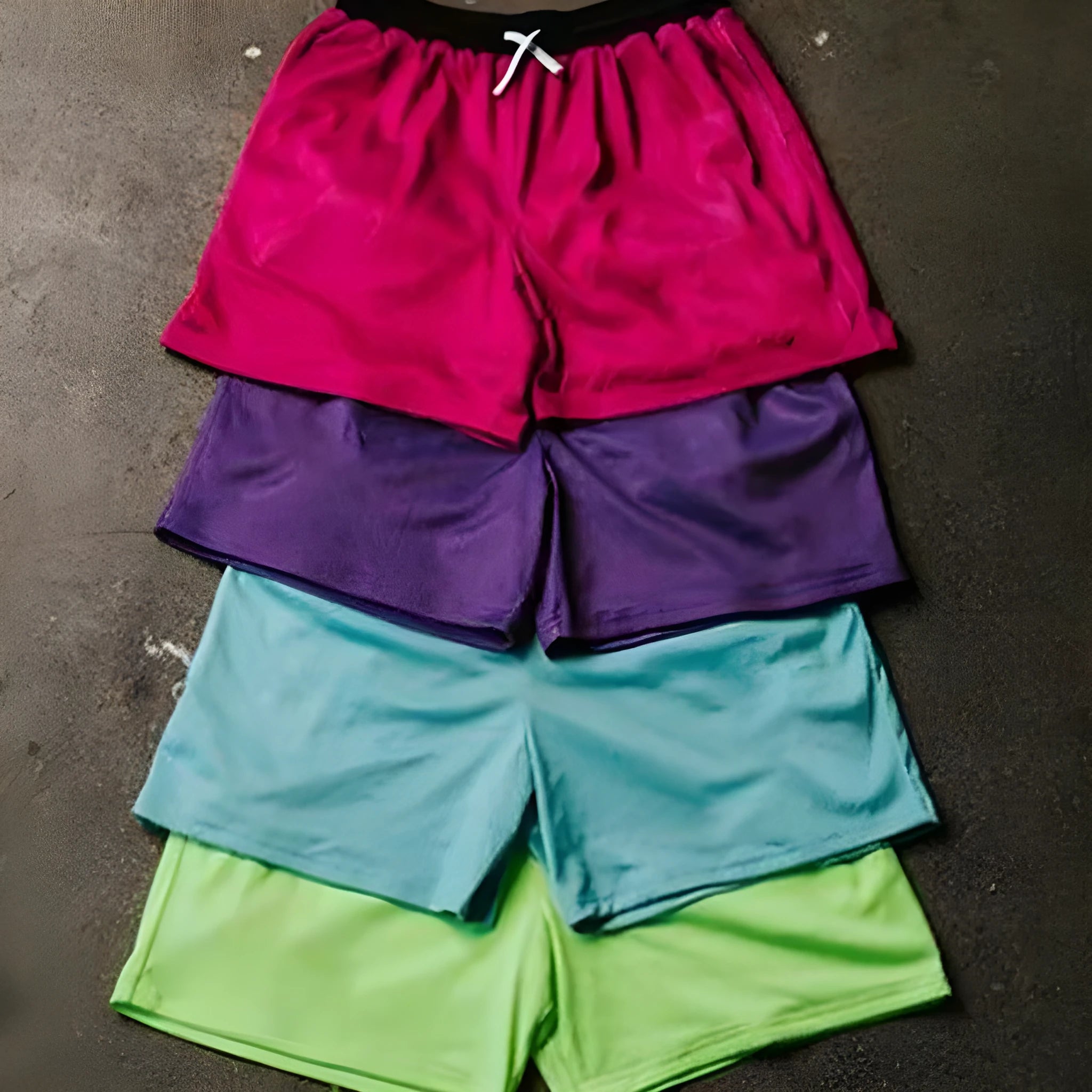 Men's solid colour mesh quick-drying sports shorts for running and fitness.