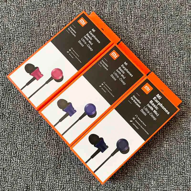 Piston wired in-ear headphones with 3.5mm connector in black, blue, or red colours
