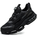 Lightweight black anti-smash anti-stabbing work safety shoe with laces and steel toe cap