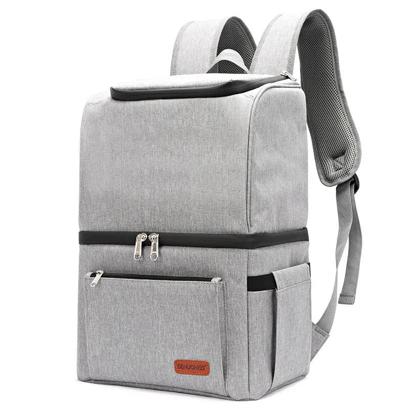 Double layer insulated backpack in Oxford cloth with ice pack compartment and shoulder straps