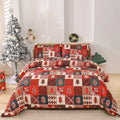 Red and black plaid patterned quilt cover and pillowcases on a bed, Christmas bedding set.