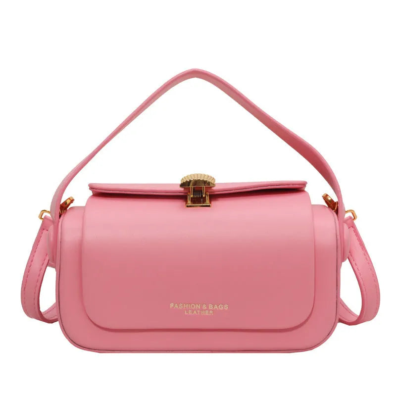 Personalised women's PU shoulder messenger bag with letter accent and stitching detail, shown in beige colour.