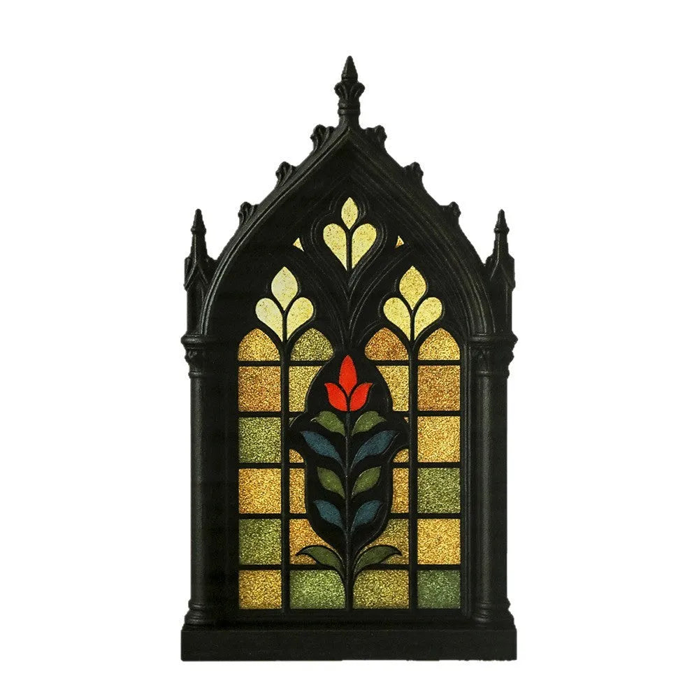 Wooden gothic-style door frame wall storage rack in one of three colour options.