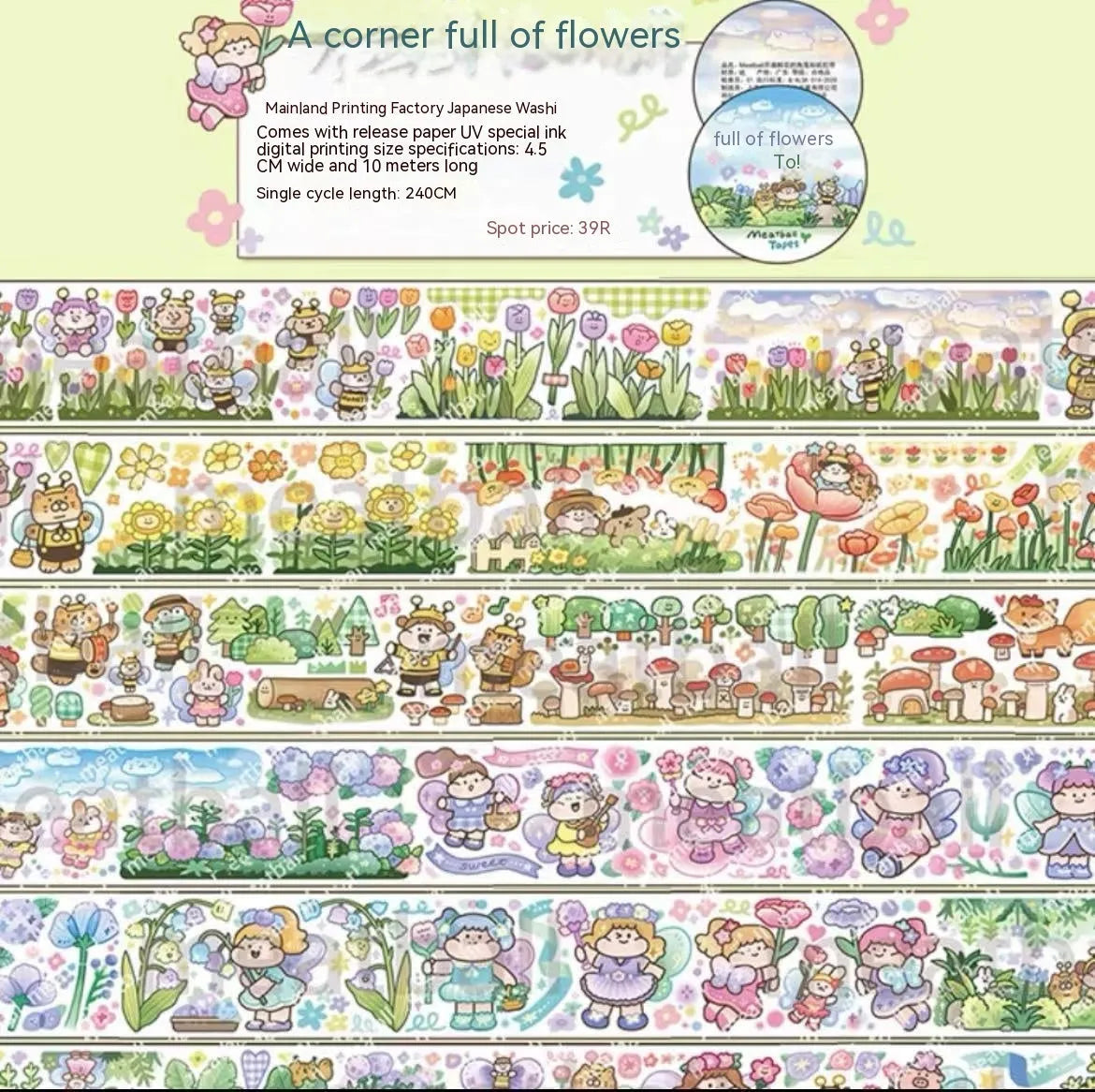 Cute cartoon character decorative sticker printed on Japanese paper for medical packaging.