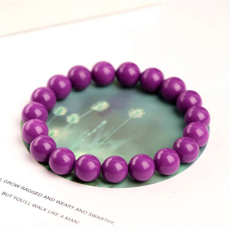 Jiuya polished crystal purple mica bracelet showing 5A grade colour and single ring construction
