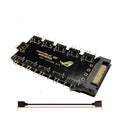 Black AURA RGB One Point Ten 5V SATA power hub with ten 3-pin outputs for PC lighting