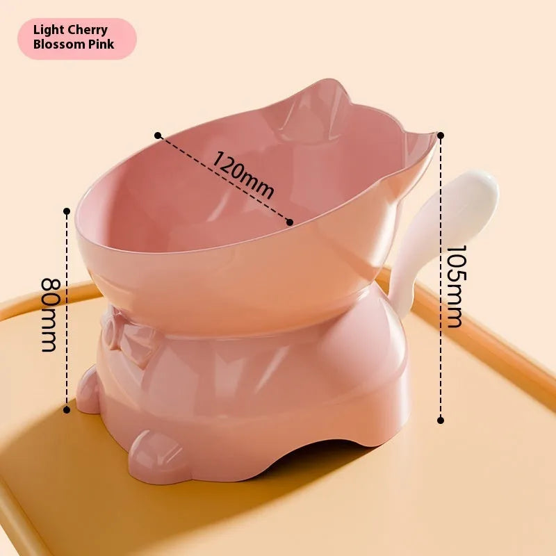 Stainless steel anti-fall oblique cat bowl in black, blue, pink and yellow colour options