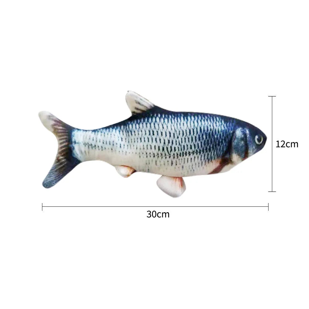 Multicolour USB rechargeable electronic jumping fish cat toy on a floor