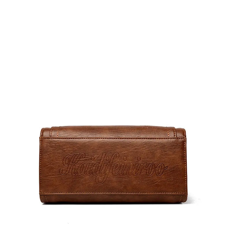 Women's soft PU crossbody bag in horizontal square shape with sandwich pocket