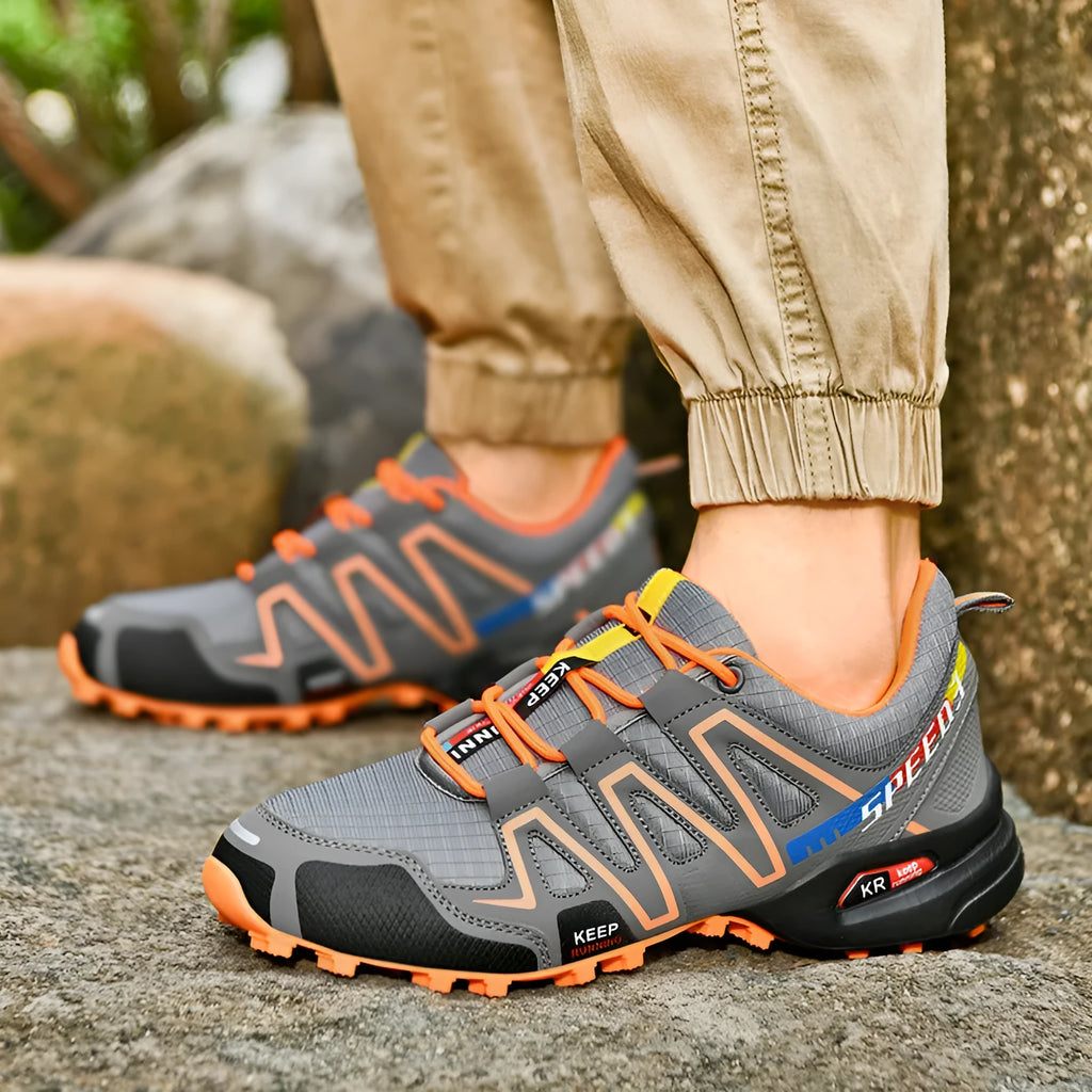 Plus size men's casual shoes with synthetic leather upper and mesh lining in three colour variations