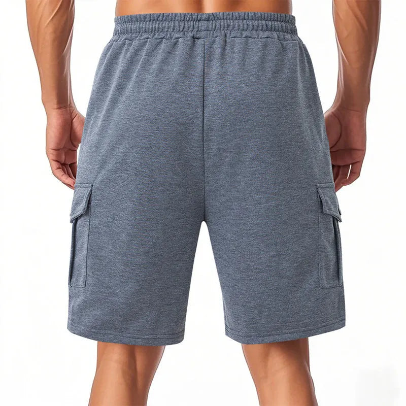 Men's loose cargo shorts with multiple pockets in terry fabric available in three colours