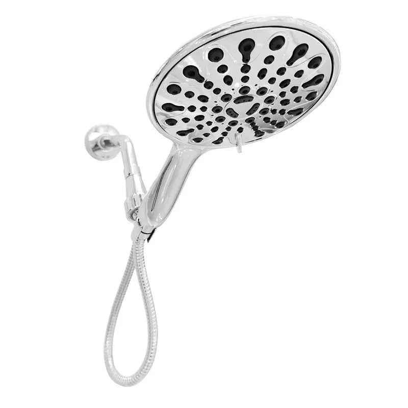 6-inch portable handheld shower head with six spray functions in electroplated finish