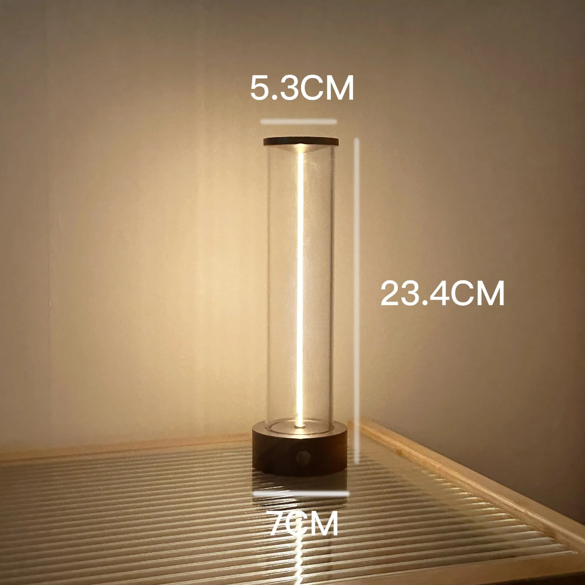 Glass LED light strip with magnetic suction base and USB charging cable