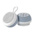 Yellow silicone pet bath brush with massage head for dog and cat grooming during bathing
