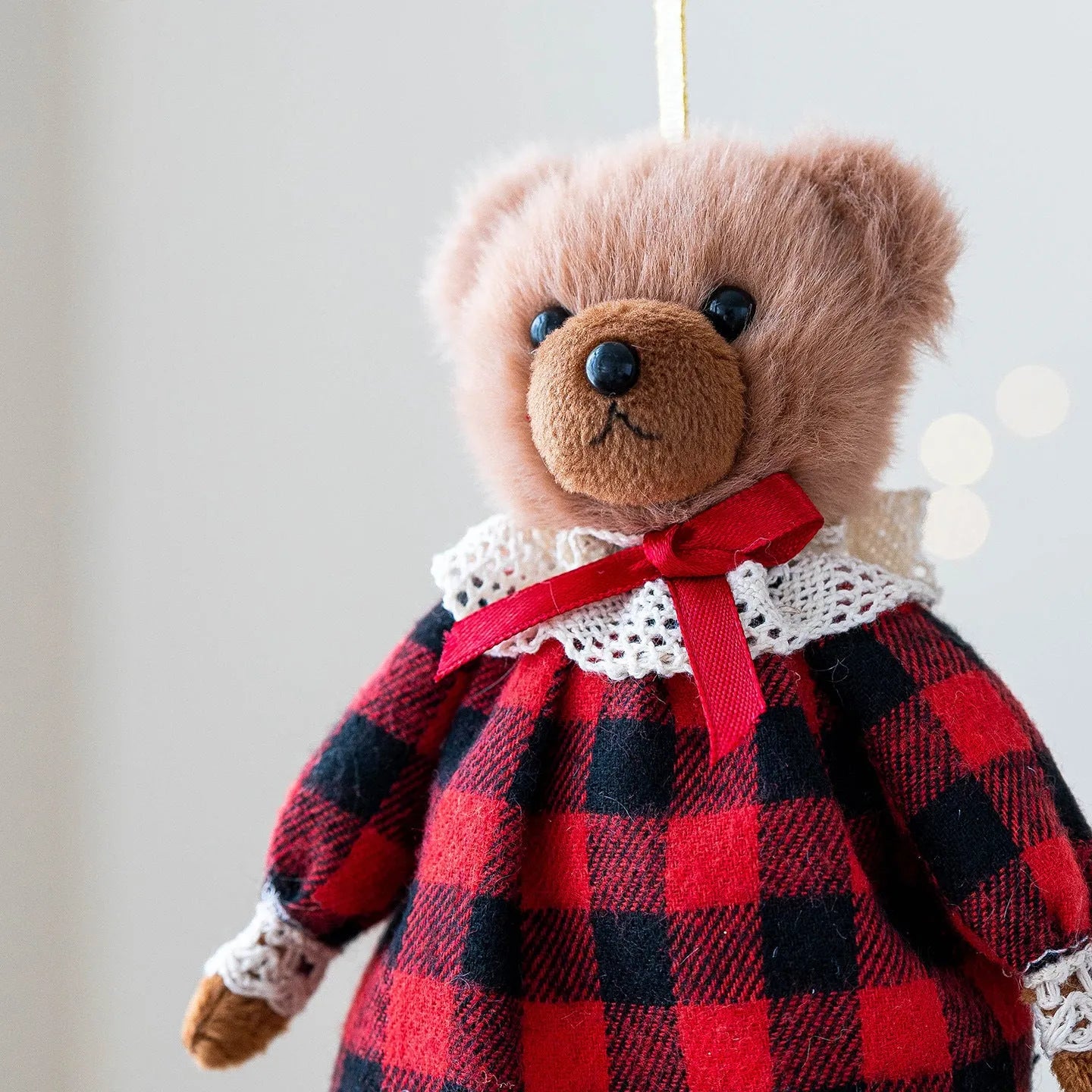 Cotton suit plaid cartoon plush bear doll in gentleman or princess bear style