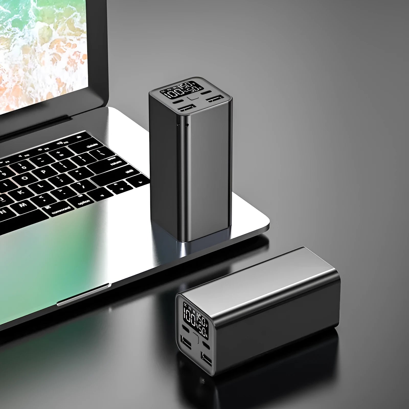 65W metal power bank with 20000mAh capacity for laptop charging