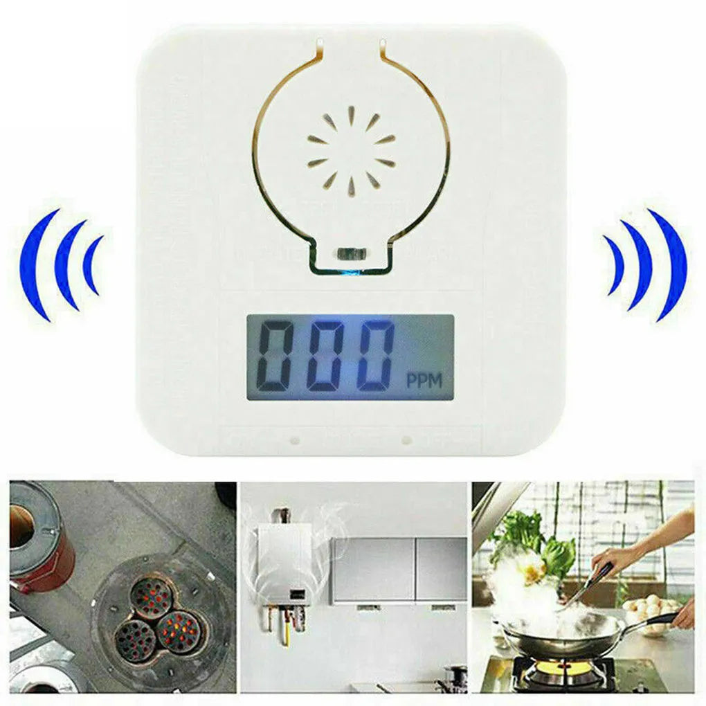 White wireless carbon monoxide alarm unit for wall mounting with 1.5 metre detection distance