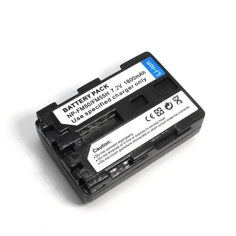 Black Sony NP-FM50 compatible charging set with battery and charger