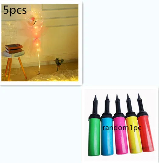 Transparent LED luminous DIY balloon rose bouquet with integrated lights for decoration.