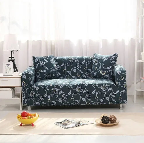 Stretch non-slip sofa cover in multiple colours on a single seater couch with elastic bandage and sponge bar design