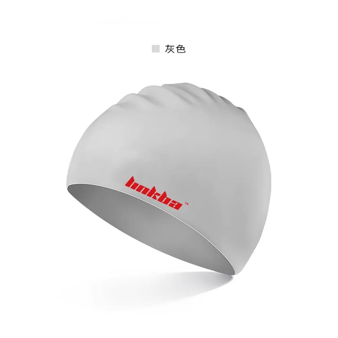 Silicone swimming cap with waterproof earmuffs in multiple colours showing letter pattern design