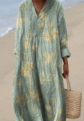 Women's floral 3D printed shirt dress with princess silhouette and wide waist