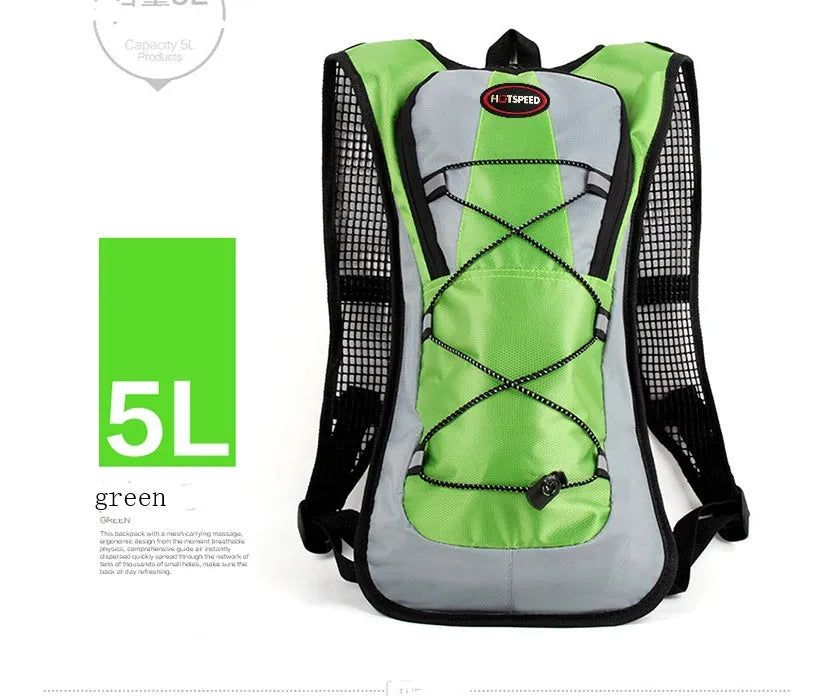 Lightweight waterproof outdoor sports backpack in black with shoulder strap for running and off-road cycling