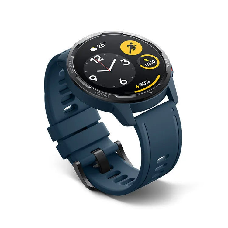 Call dual-band GPS smart watch with black silicone strap and 1.43-inch screen displaying fitness data.