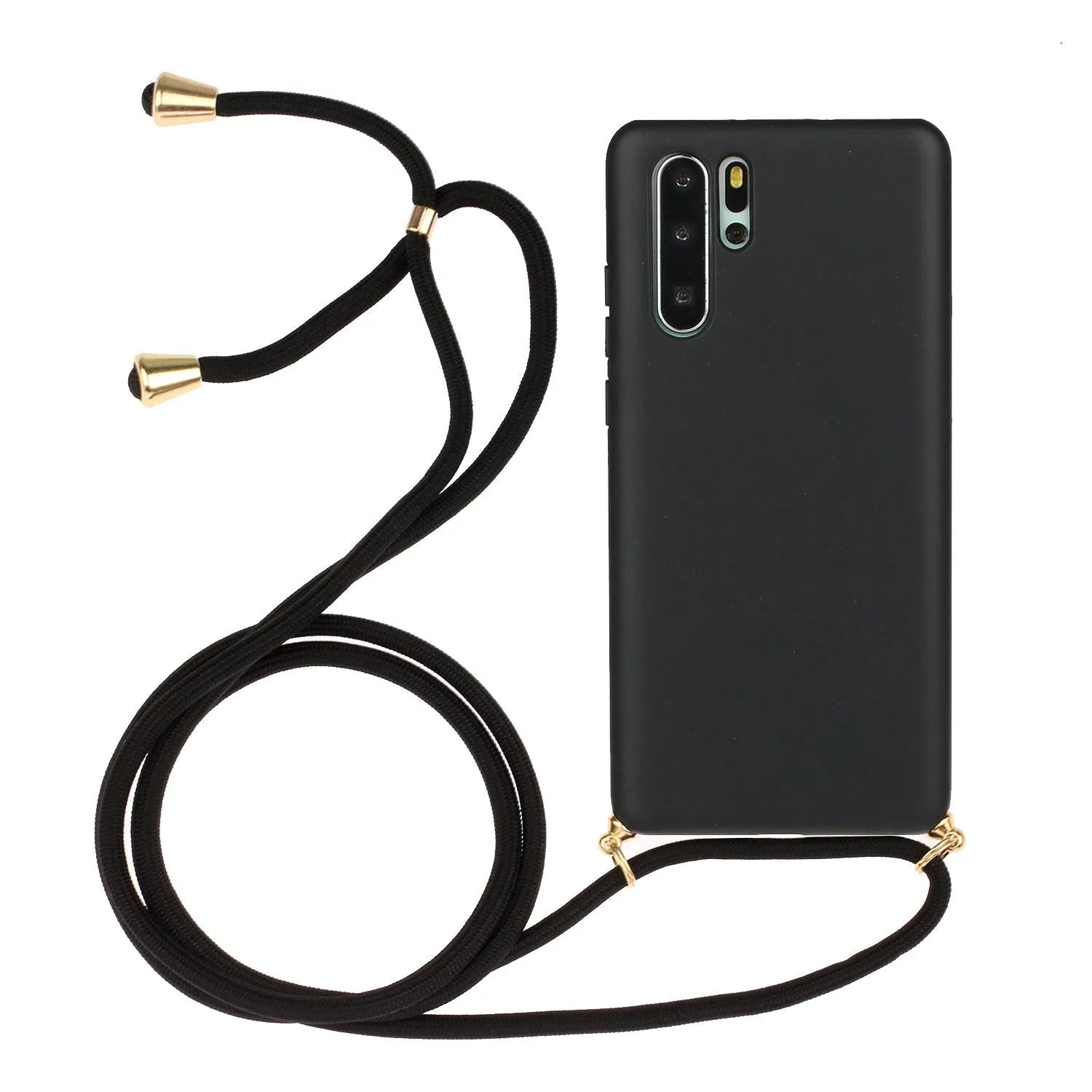 Huawei P30 phone case with attached wristband and painted floral design on a coloured TPU back.