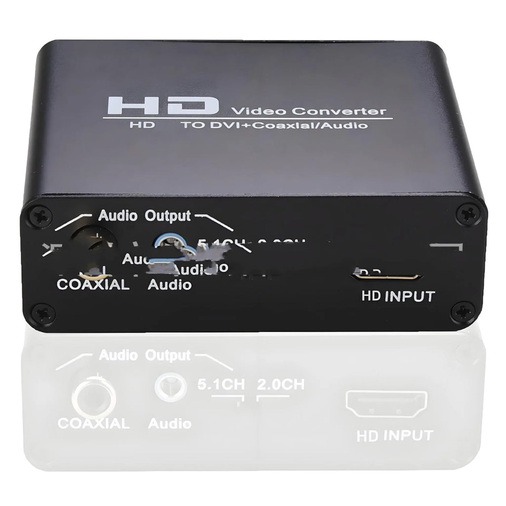 Black HDMI to DVI converter with Coaxial 35 audio output port and 1.5 metre cable