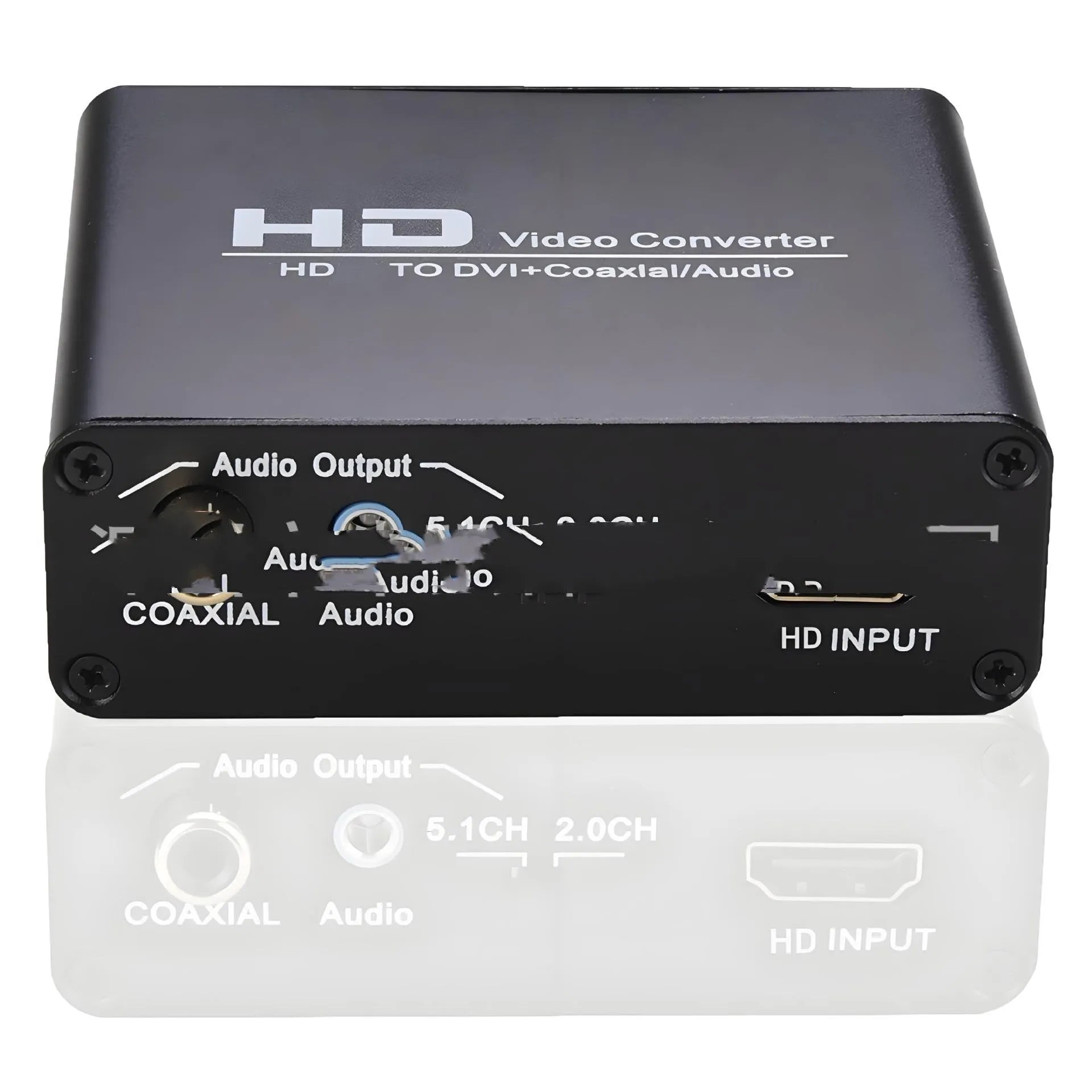 Black HDMI to DVI converter with Coaxial 35 audio output port and 1.5 metre cable