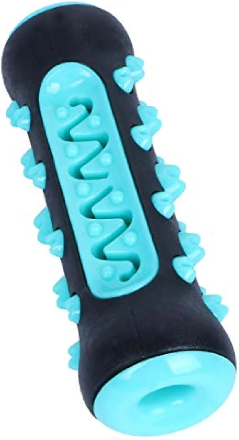 Natural rubber dog toothbrush chew toy for dental cleaning in blue colour