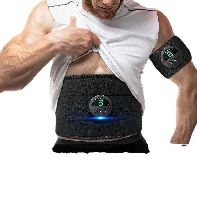 Sweat waist and abdomen shaping fitness belt with display screen and USB cable