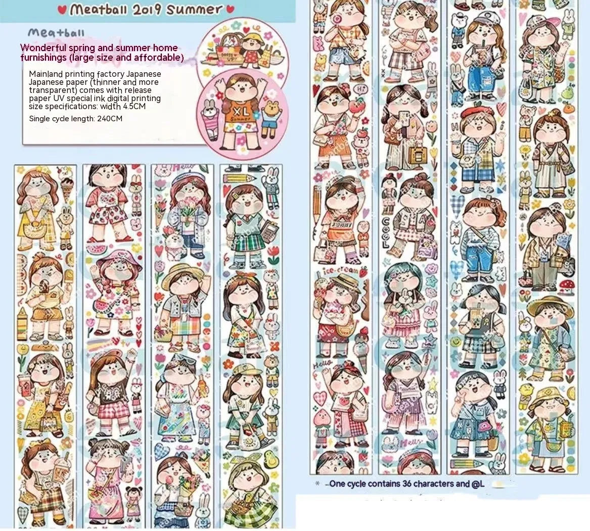 Cute cartoon character decorative sticker printed on Japanese paper for medical packaging.