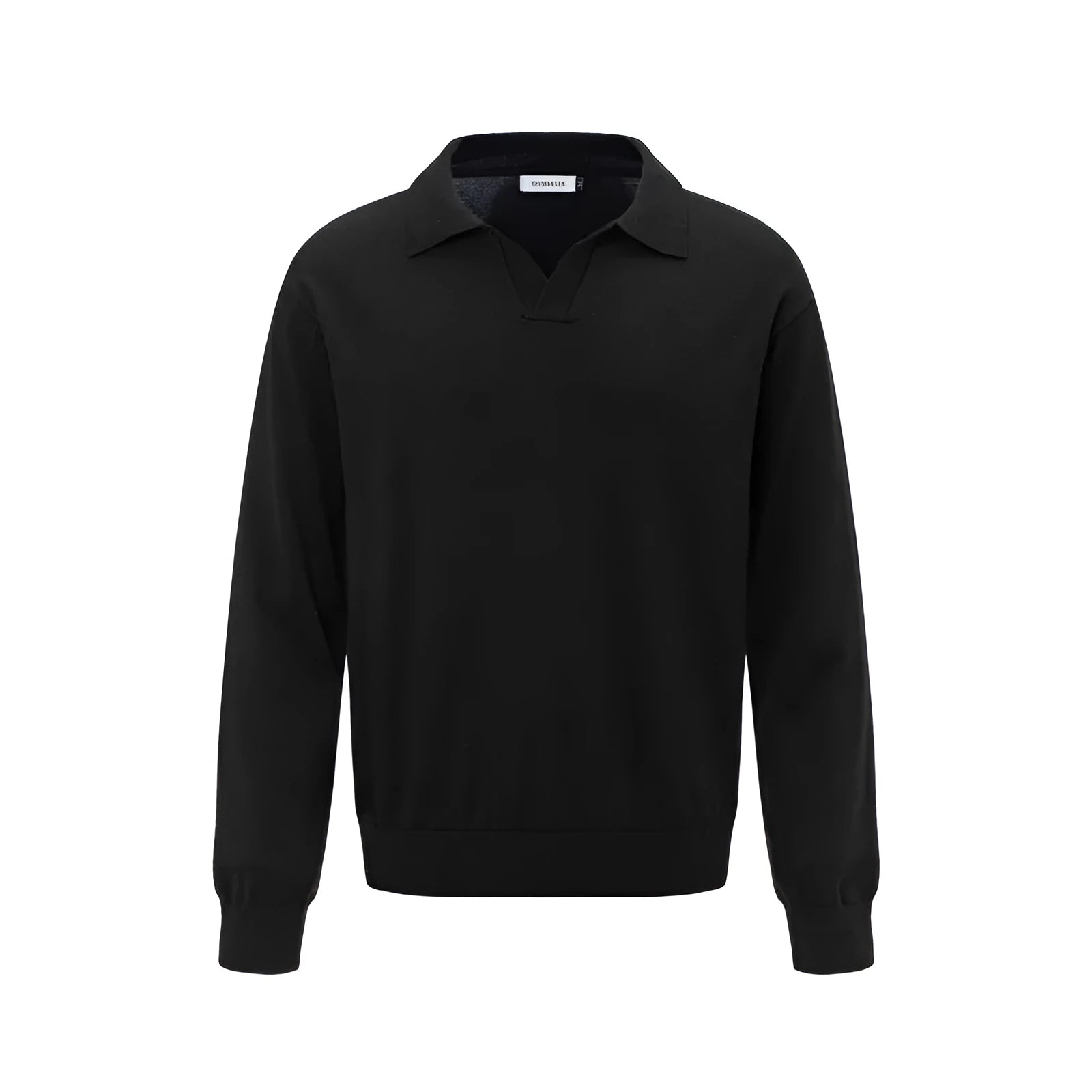 Loose bottoming shirt pullover in acrylic blend fabric, shown in black colour