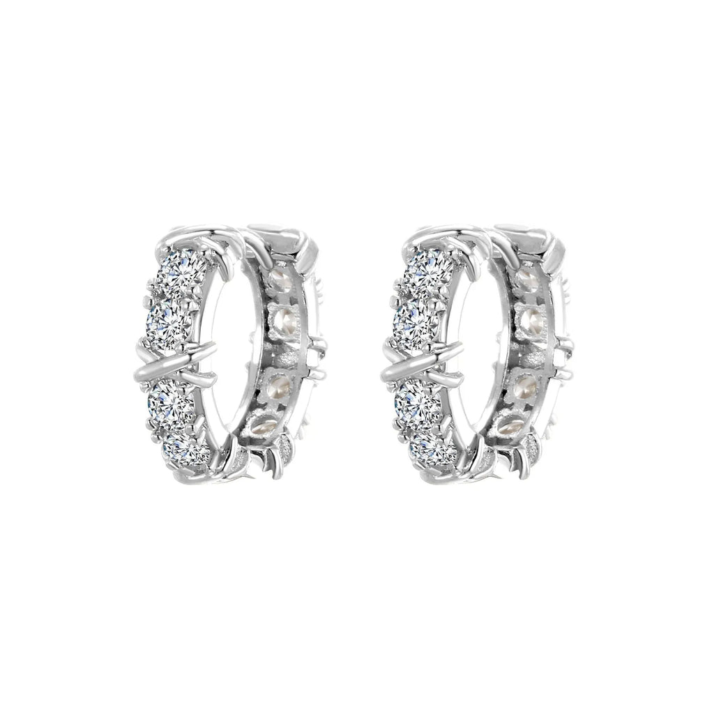 Hexagonal clover cross geometric earrings in silver or gold electroplated finish
