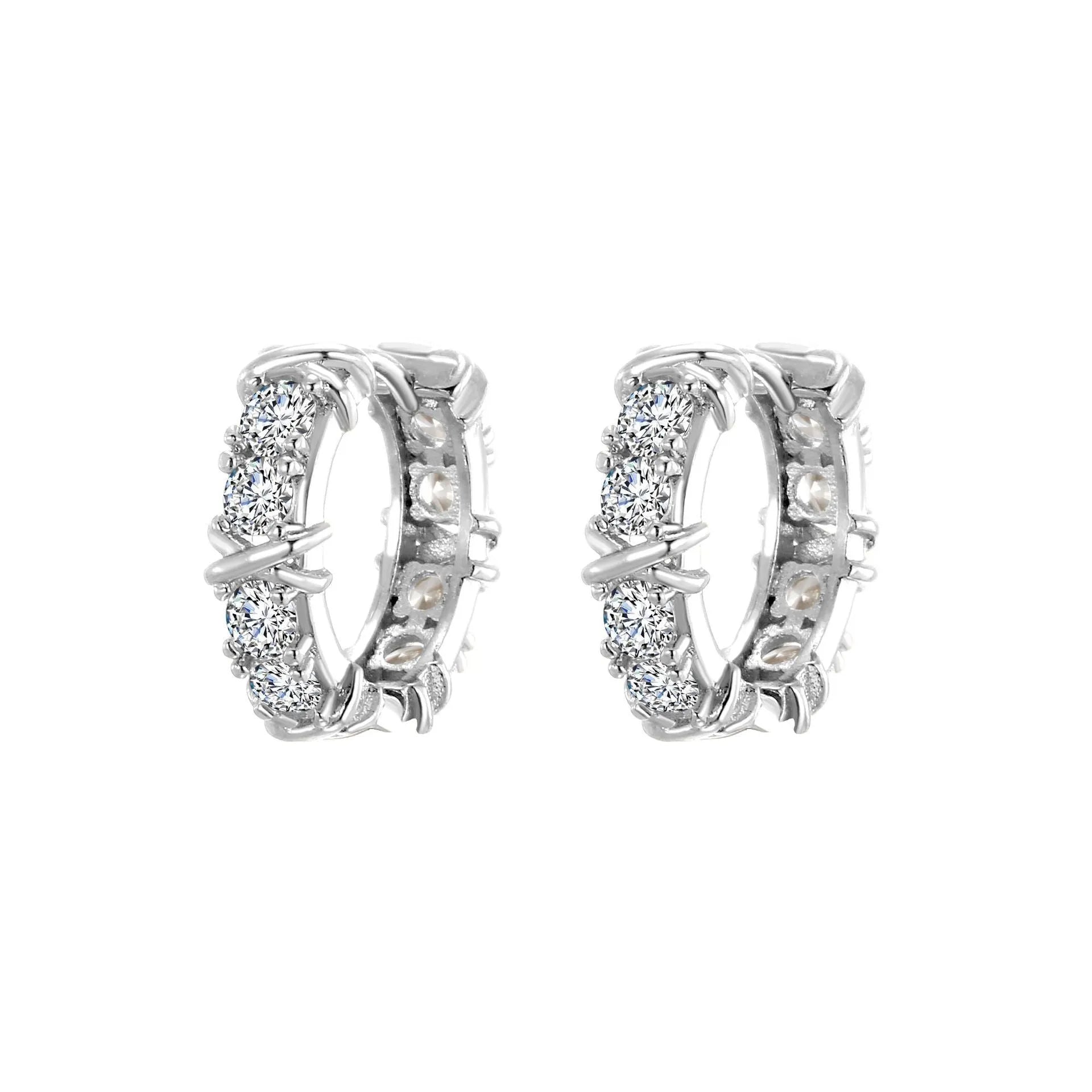 Hexagonal clover cross geometric earrings in silver or gold electroplated finish
