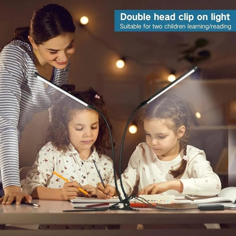 Black and white USB-powered LED desk lamp with 26cm length and eye protection technology