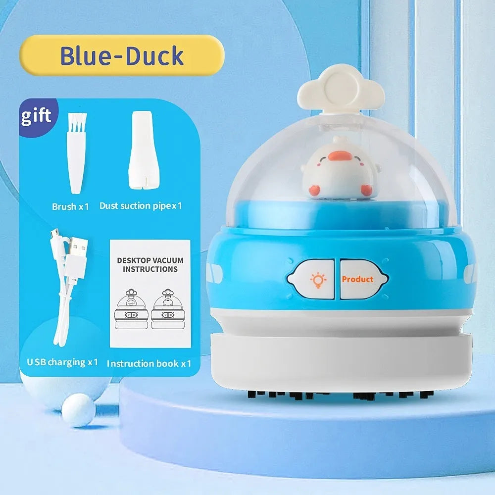 USB desktop vacuum cleaner in rocket design with blue colour for keyboard cleaning