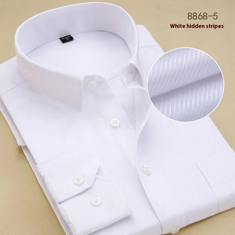 Men's slim fit long sleeve cotton business shirt with cardigan collar in solid colour