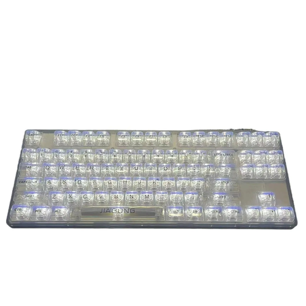 132 transparent plastic key caps for mechanical keyboard replacement arranged in set
