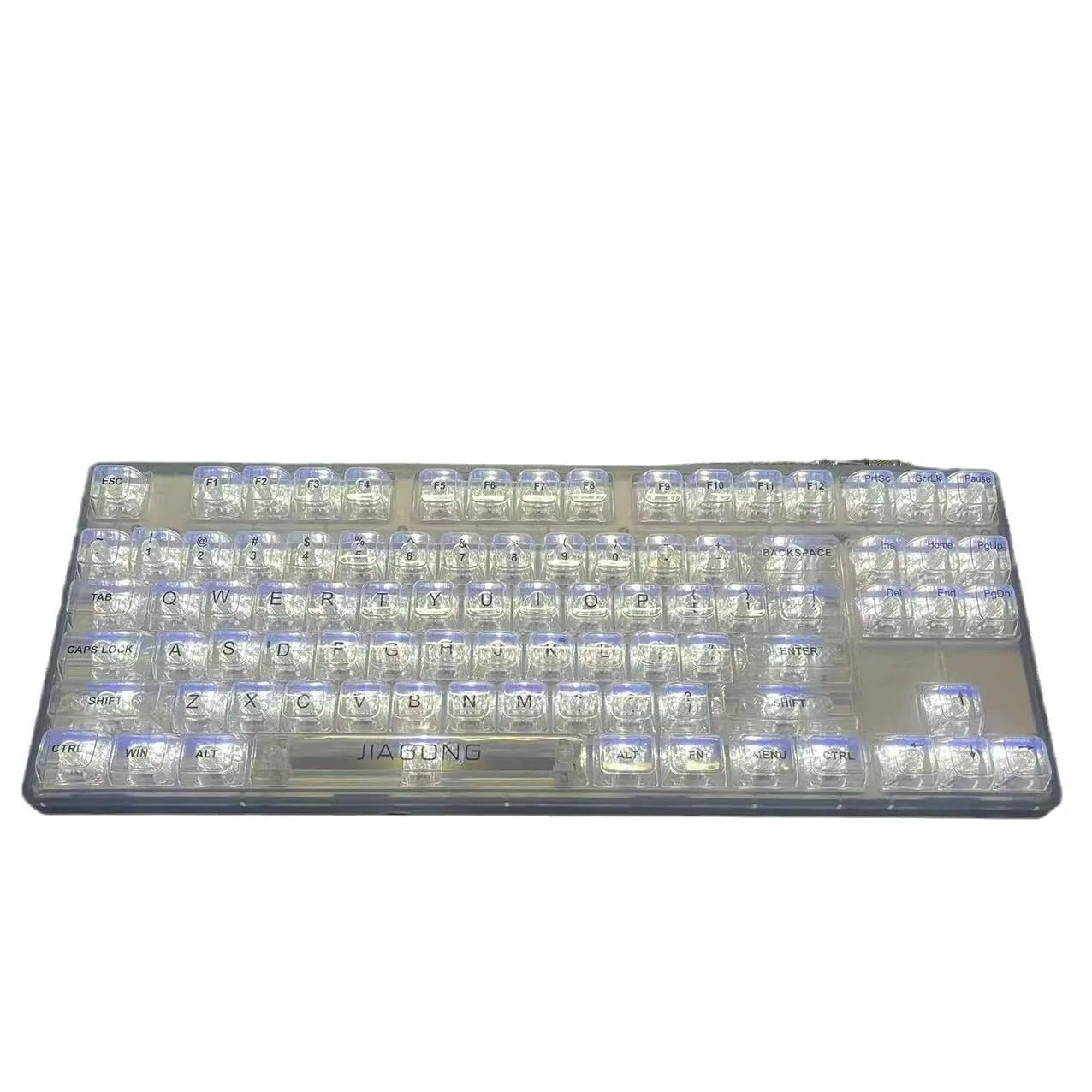 132 transparent plastic key caps for mechanical keyboard replacement arranged in set