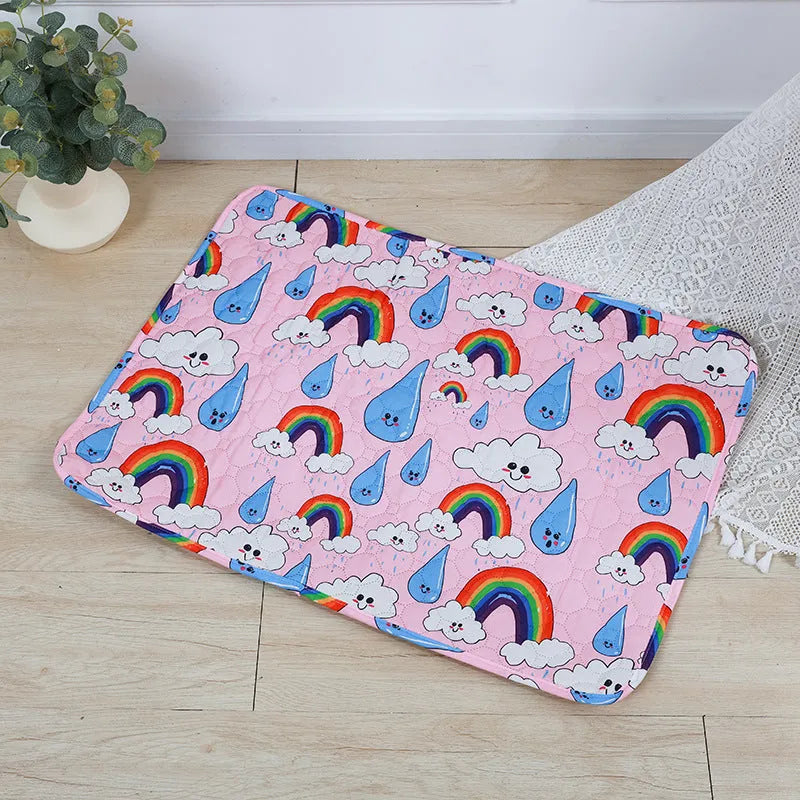 Reusable washable pet urine pad with animal pattern and waterproof backing