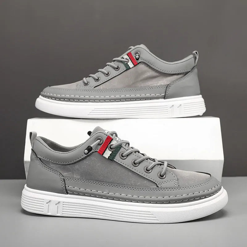 Men's casual bandage-style sneakers in high-top design with round toe and PVC sole
