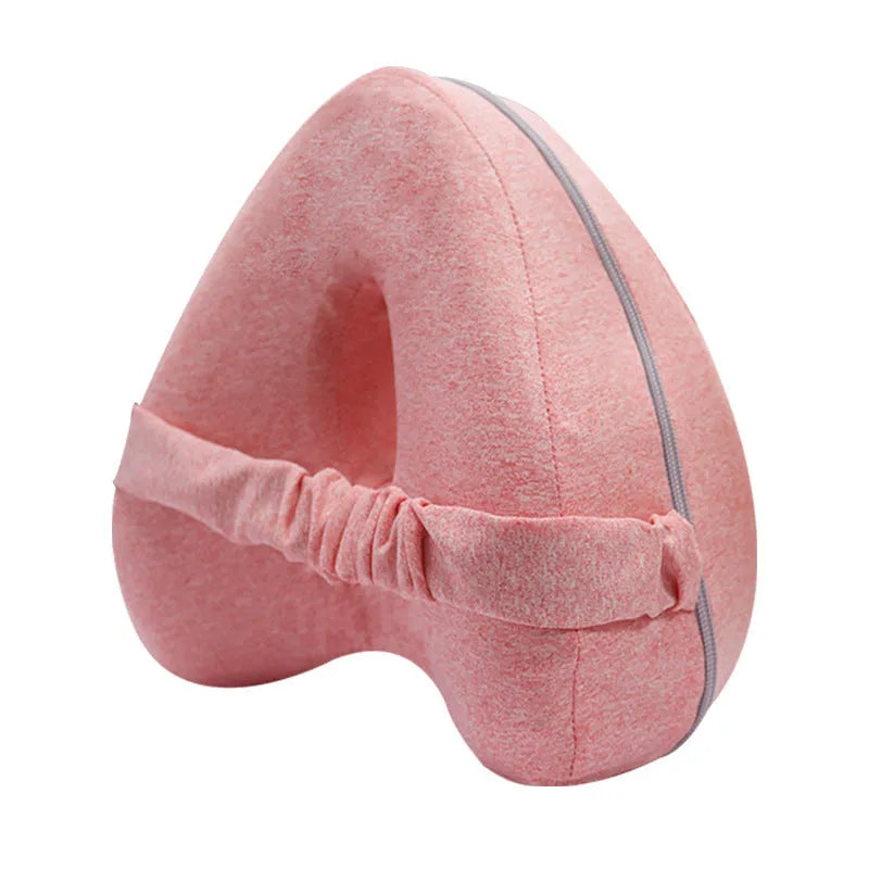 Love heart-shaped dark blue memory foam leg pillow for knee support.